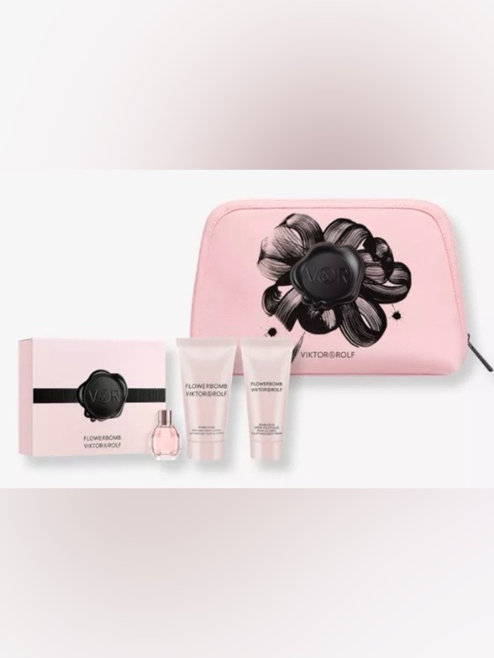 🌺 Viktor & Rolf Flowerbomb Dabber Beauty Set with Floral Pouch